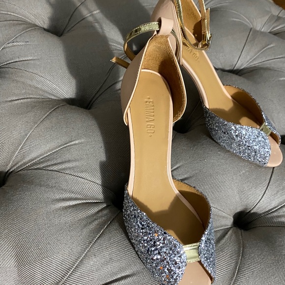 Emma Go Nude, silver and gold open toe heel - Picture 3 of 6